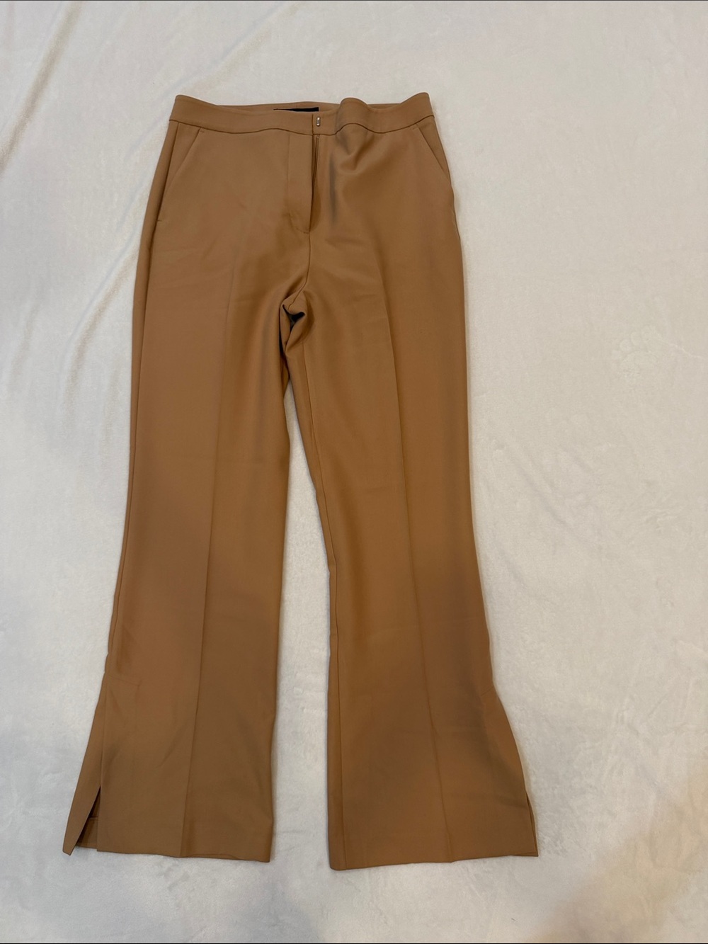 Zara Women's Tailored Wide-Leg Pants in Camel
